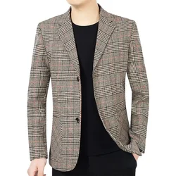 Yeni bahar sonbahar erkekler resmi giysi ekose Blazers ceketler iş rahat ceketler kaliteli erkek Slim Fit Blazers boyutu 4XL