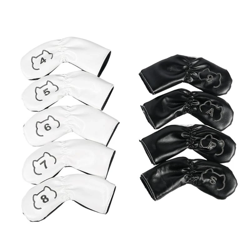G6DE 9Pcs/set Golfs Iron Cover Iron Head Cover Golfs Head Cover Color PU Iron Cover