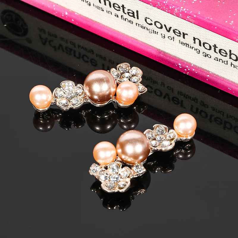Engood 60Pcs Rhinestone Plum Pearl Buckles Sewing Trim & Embellishments Craft Buttons for DIY Hair Accessories or Wedding