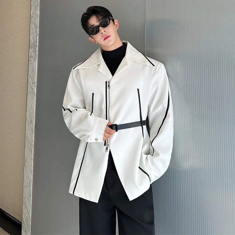 LUZHEN Korean Design Jacket Stripe Color Contrast Personalized High End Streetwear Niche Design Outerwear Autumn New Male LZ6576