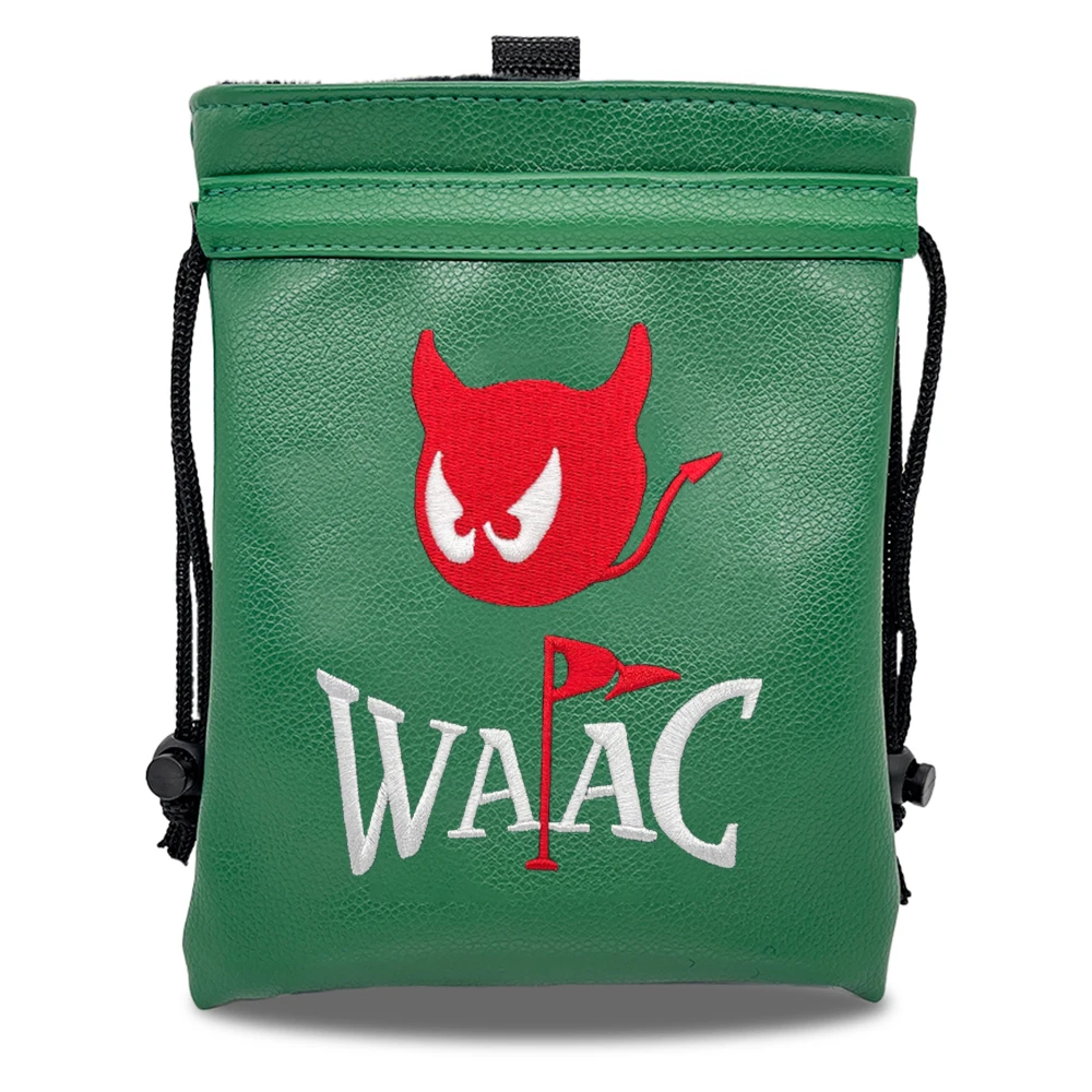 

Зеленая сумка для гольфа на шнурке с рисунком красного дьявола, изготовлен из полиуретана, стильные и прочные, аксессуары для гольфа