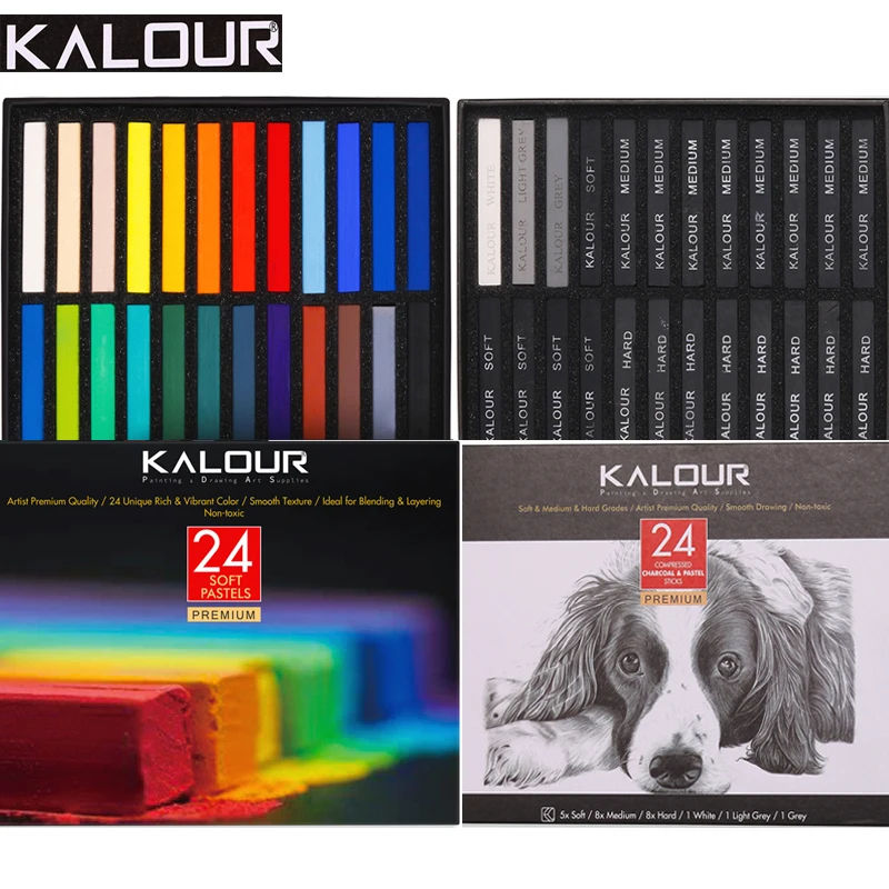

KALOUR 24pc Soft Pastels/Charcoal Drawing Stick,Smooth Texure,Vibrant Colors&Non-Toxic Painting Tools Meet a variety of creative