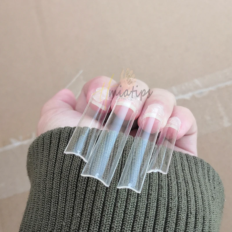 Picture 5: 3XL Coffin Nail No C Curve Straight Square Press on Nails Extra Long Clear Half Cover False Nails Manicure Salon Supply