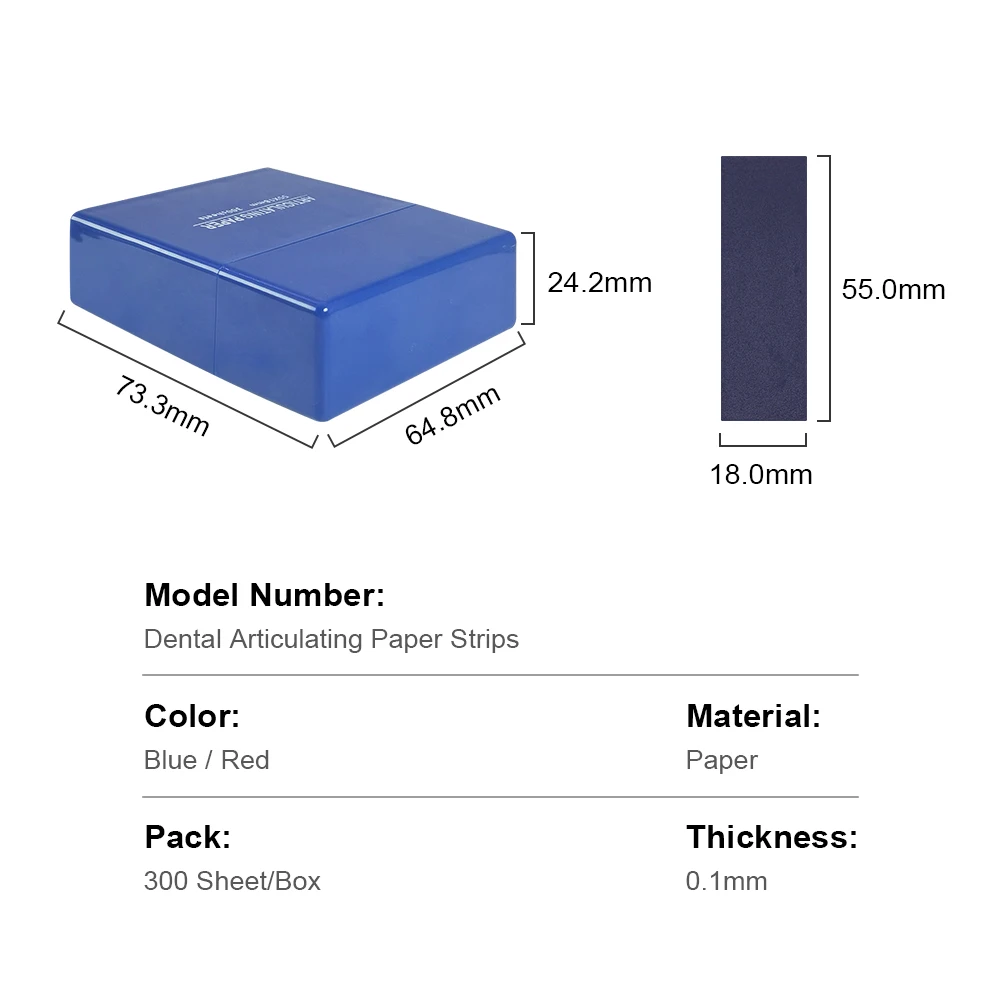 JINGT Premium Blue carta articolata per dentisti, 300 fogli, 1.0mm, regolazione della mascella, rifodera per protesi, occlusione dei denti, dimensioni 55*18mm