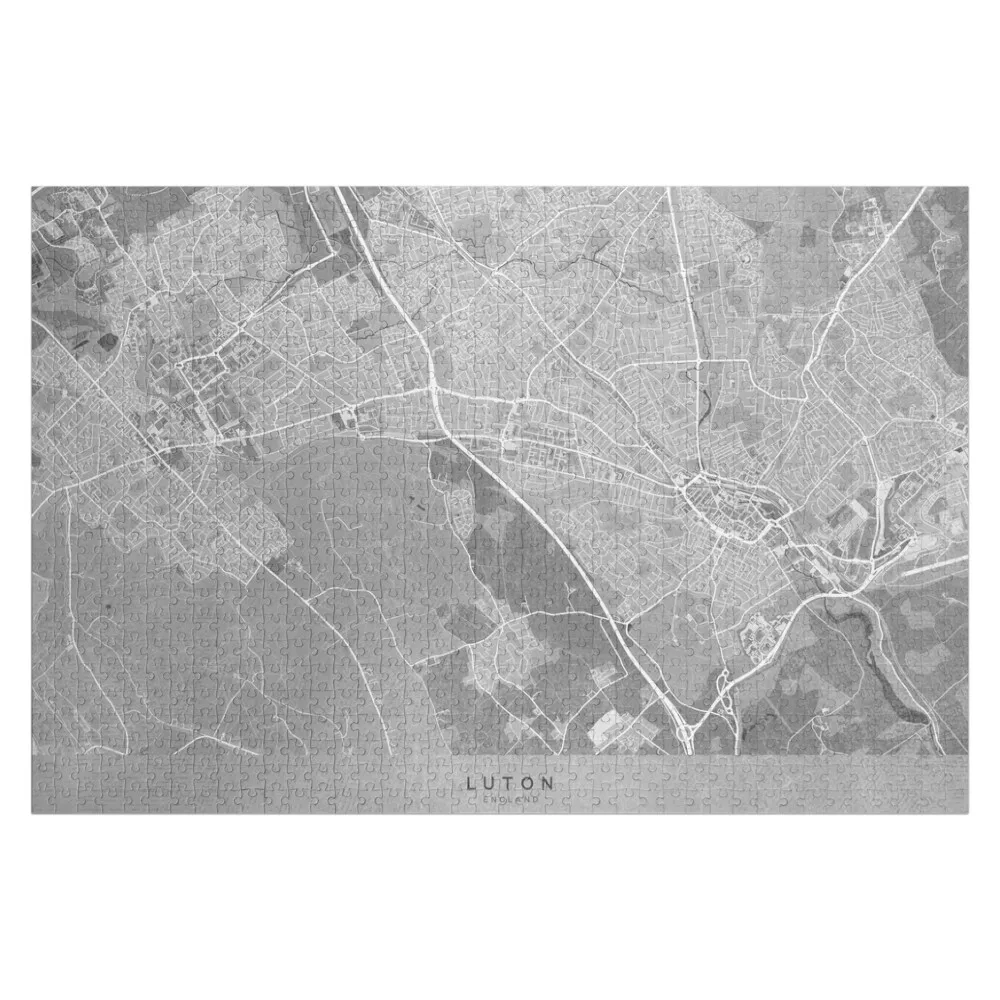 Map of Luton (England) in gray vintage style Jigsaw Puzzle Personalized Gift Married Custom Jigsaw Puzzle