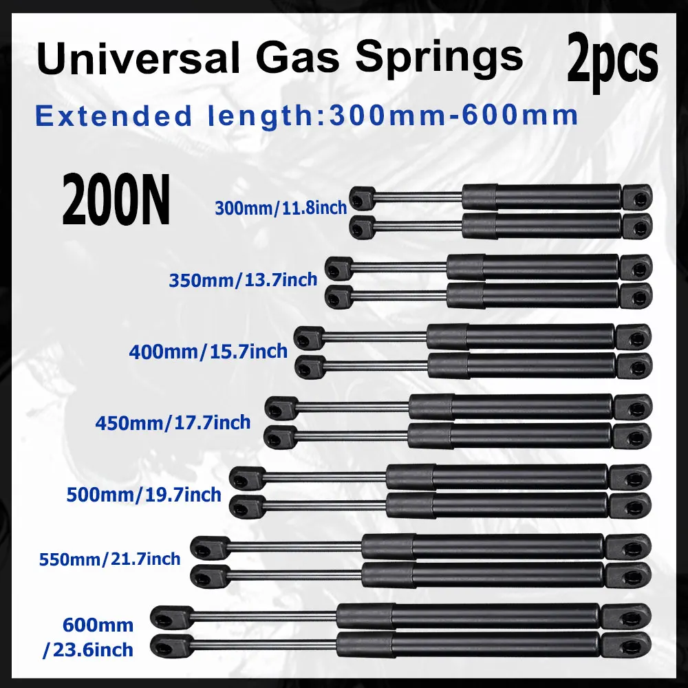 2Pcs 200N Gas Spring Universal Shock Absorber Hydraulic Lift Support Strut Bar For RV Bed Car Machine Furniture Car Rear Trunk