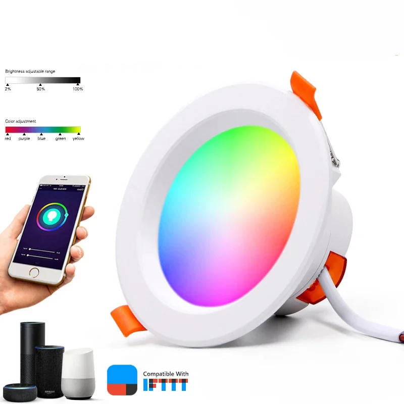 Smart Light Rgbcw Full Colour Dimmable Downlight Alexa Voice/App Control Led Ac 85-265v 5w 7w 12w 16w Multiple Sizes Available