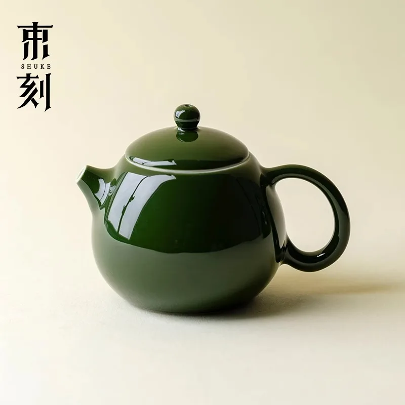 

Высококачественный зеленый чайник из необработанного бамбукового листа, легкий роскошный креативный керамический чайник для заваривания чая, чайный сервиз Gongfu, одинарный горшок