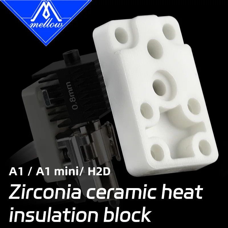 

Mellow для Zirconia Bambu Lab A1/A1 Мини-керамический изоляторный блок, комплект для H2D Hotend, левая монтажная база
