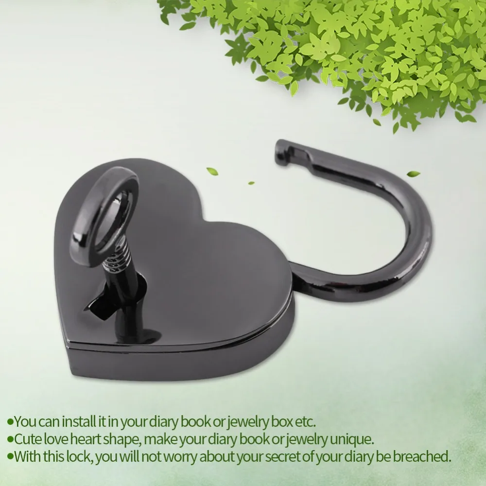 Keyed Padlocks Small Heart Shape Padlock Vintage Heart Heart Padlock Black Mini Padlock Jewelry Box