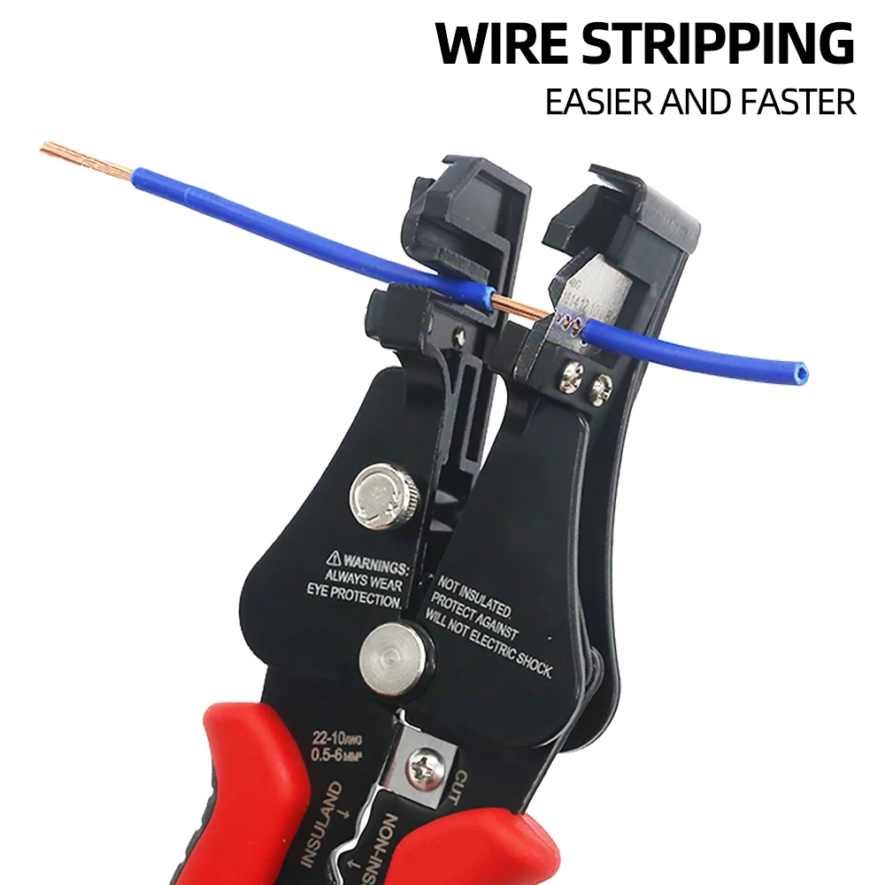 Multifunctional Wire Stripper Stripping Range 0.8-8mm AWG18-8 With Thread Trimmer & Terminals Crimping Pliers Electrician Tools