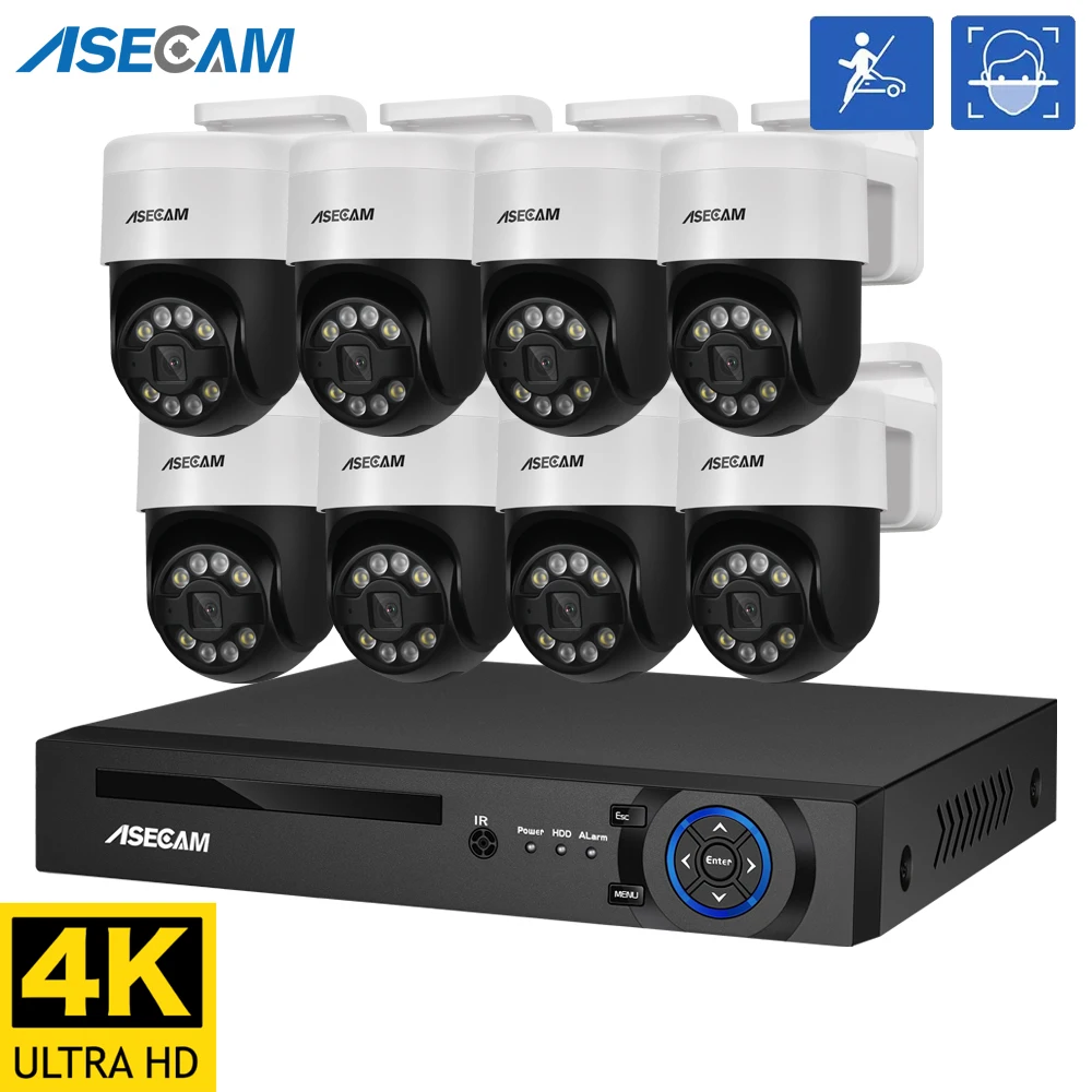 8MP 4K Face Detection Security PTZ IP Camera System Audio POE NVR Kit CCTV Humanoid Outdoor Home Video Surveillance Xmeye