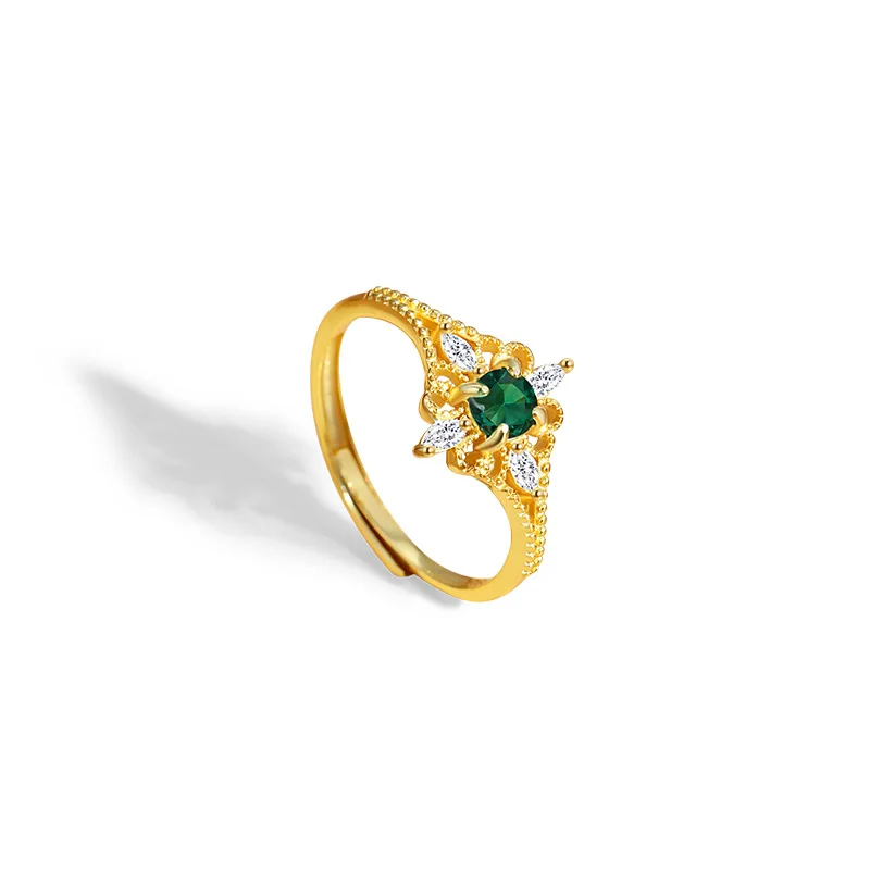

RYJU 925 Sterling Silver Fashion Luxury Emerald Engagement Rings for Women Unique Elegant Wedding Party Jewelry Anniversary Gift