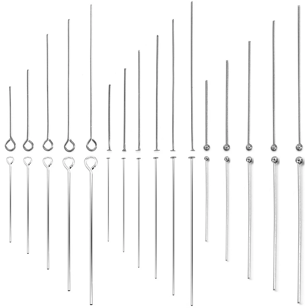 100 pçs/lote aço inoxidável headpin diy jóias acessórios brincos miçangas olho pinos de cabeça plana para fazer jóias suprimentos