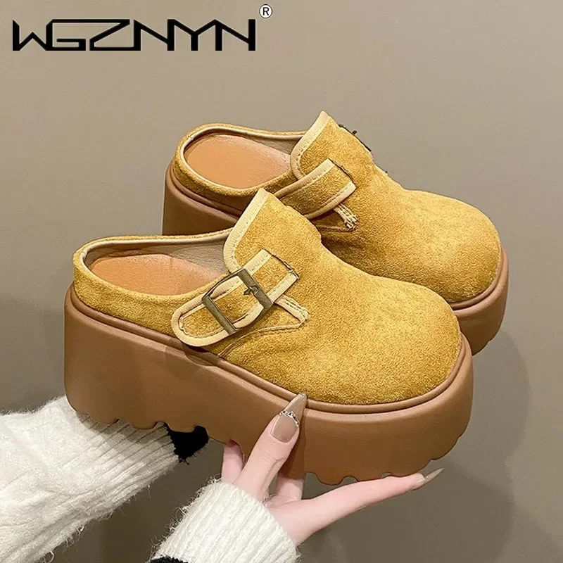 2025 النساء عالية منصة النعال 8 سنتيمتر أسافين بلينغ أحذية امرأة خارج الجلود أحذية رياضية مكتنزة غير رسمية الصيف تنفس النعال #2