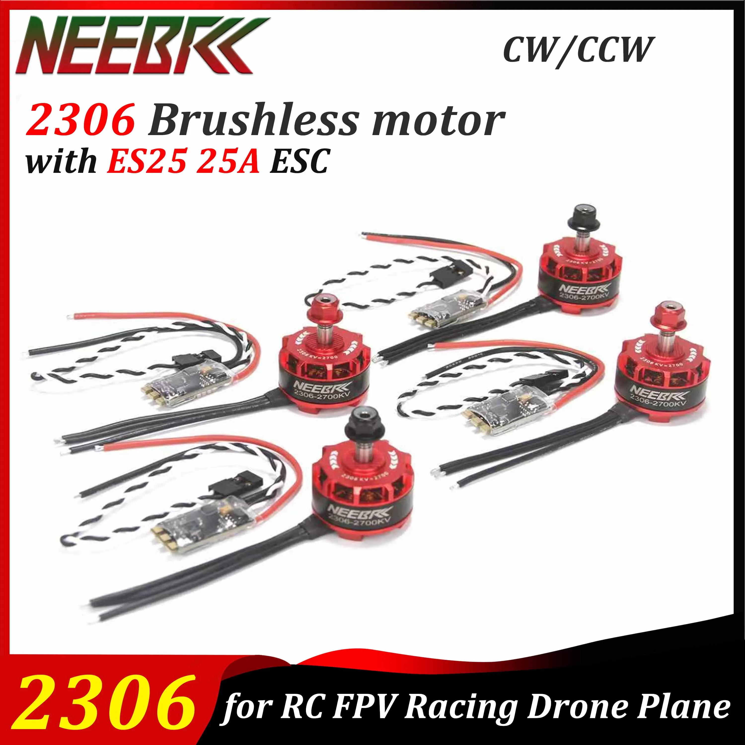 

4PCS 2306 Brushless Motor CW/CCW W ES25 25A Multirotors Blheli_S ESC for FPV Drone QAV250 Eachine Wizard X220 280 RC Plane Parts