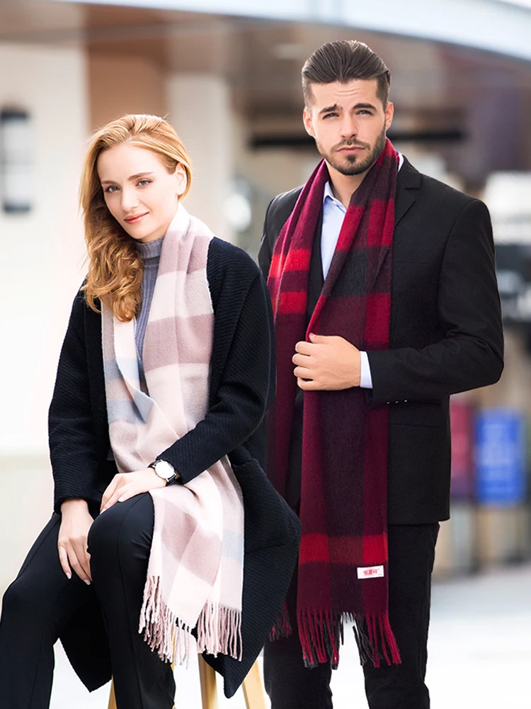 hengyuanxiang-silk-luster-wool-scarf-long-thi-men's-autumn-winter-warm-oulder-awl-two-purpose-ele-plaid-pattern