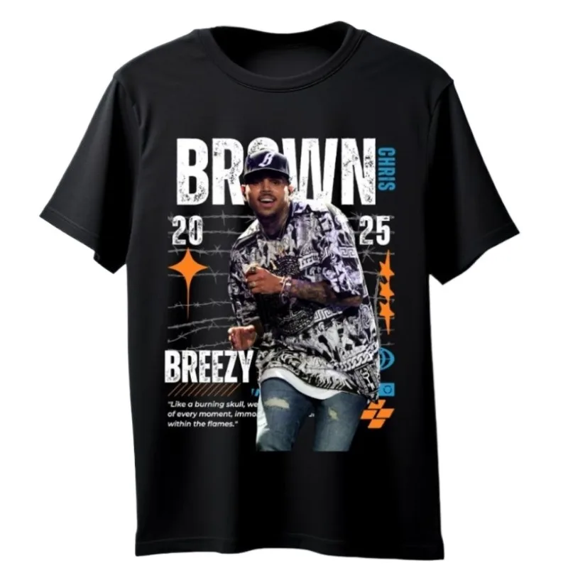 

Chris Brown Breezy Bowl XX Tour 2025 Tee Merch T-shirts Women Men Fashion Casual Crewneck Short Sleeve Streetwear T-shirt Gift