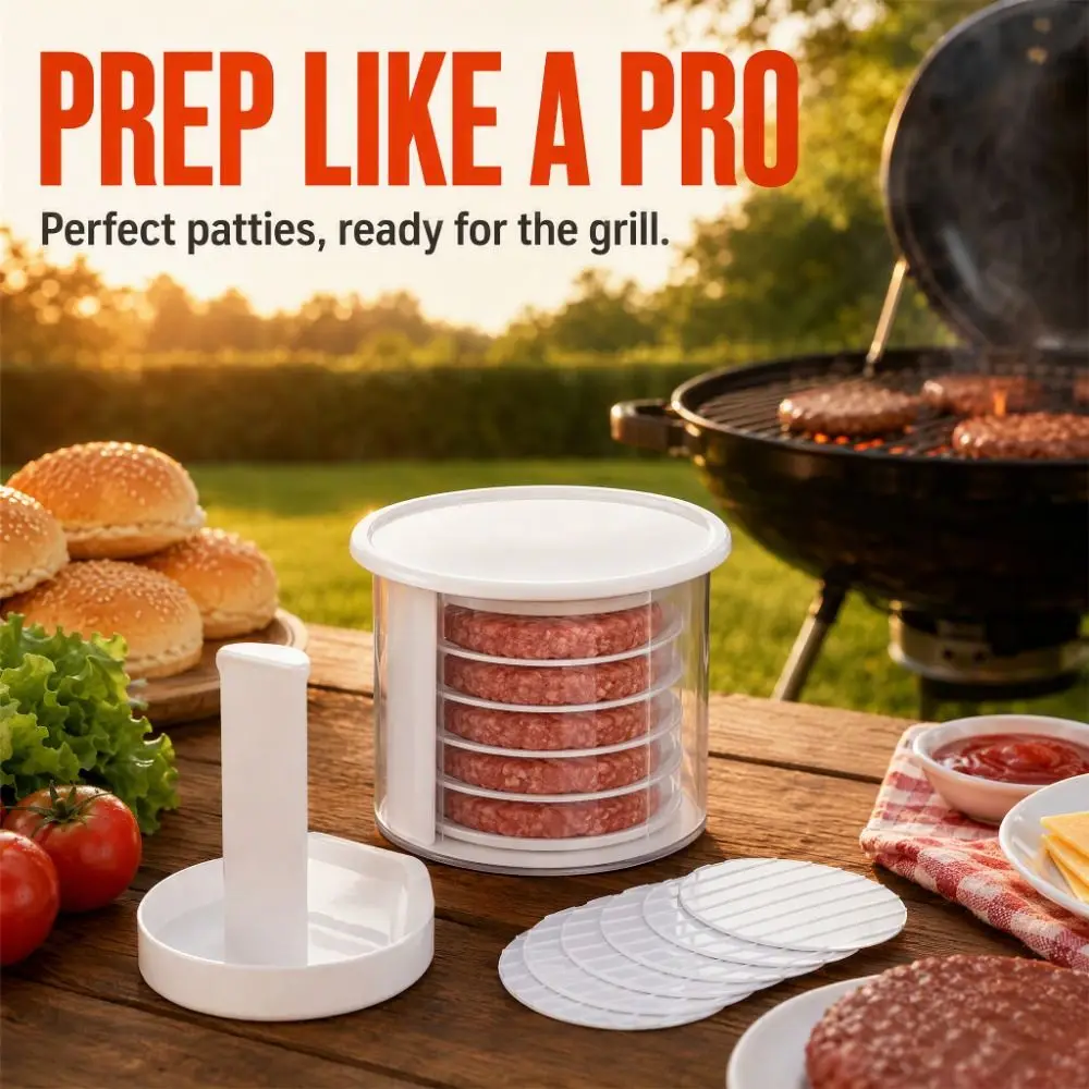 Non-Stick Burger Patty Maker Reusable Practical Beef Press Mold Freezable Multi-Layer Hamburger Patty Press Kitchen Accessories