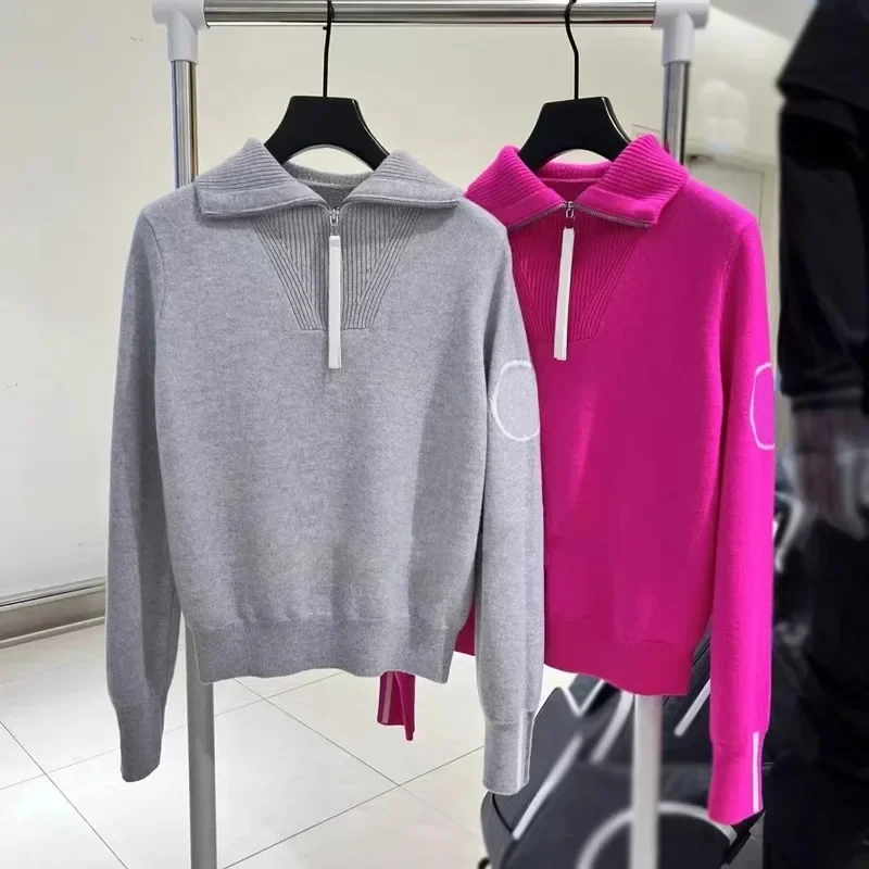 24 autumn and winter new golf clothing women's age reduction GOLF sports comfortable versatile and thin lapel knitted sweater