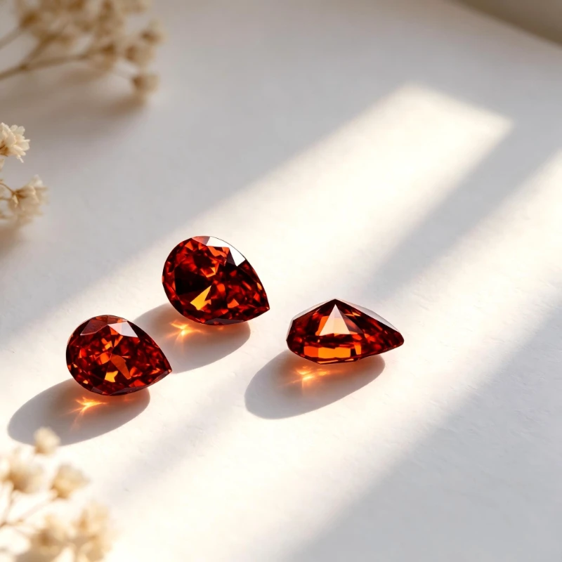 Kubischer Zirkonia Birnenform Künstlicher Zirkon Rote Farbe 5A+ Qualität CZ 4K-Schliff Crushed Ice Cut Hochkarätiger Diamant – Detail 2
