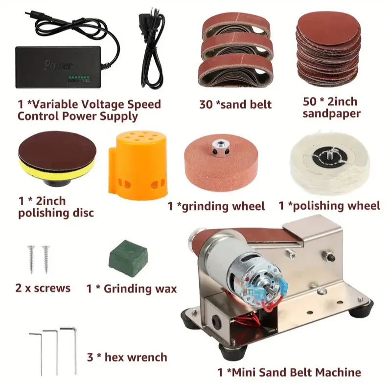 

15 Degree Mini Electric Belt Sander Polishing Machine Woodworking Grinding Knife Sharpening Artifact Accessories