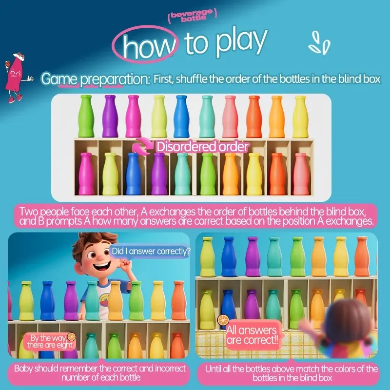 Bebidas engraçadas combinar cor classificação brinquedo jogo de treinamento de memória pai-filho jogo de tabuleiro interativo quebra-cabeça brinquedos para crianças presente