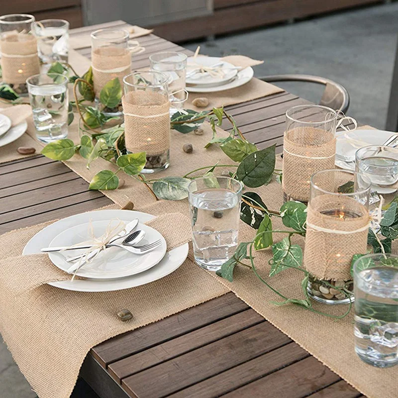 Arpillera Doily Roll-30Cmx275cm Manta antideslizante con diseño de bordes, No Fray Rollos de tela de arpillera aptos para bodas, Mesa