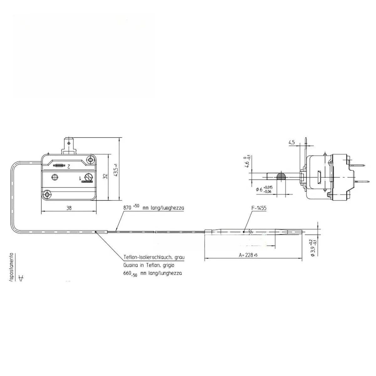 Fryer Pizza Oven Accessories 455℃ 55.19082.805 55.19082.808 Adjustable Temperature Control Thermostat for EGO Repalce