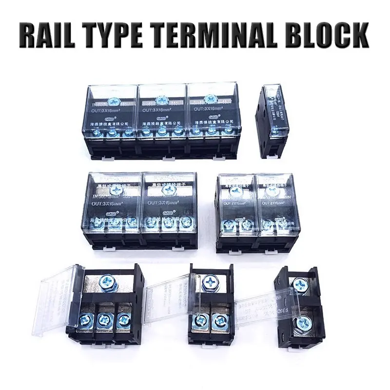 63-200A Wiring Terminal Block Rail Fixed Branching Terminals One in Multiple out Screw Crimping Copper Nose Wiring Connector