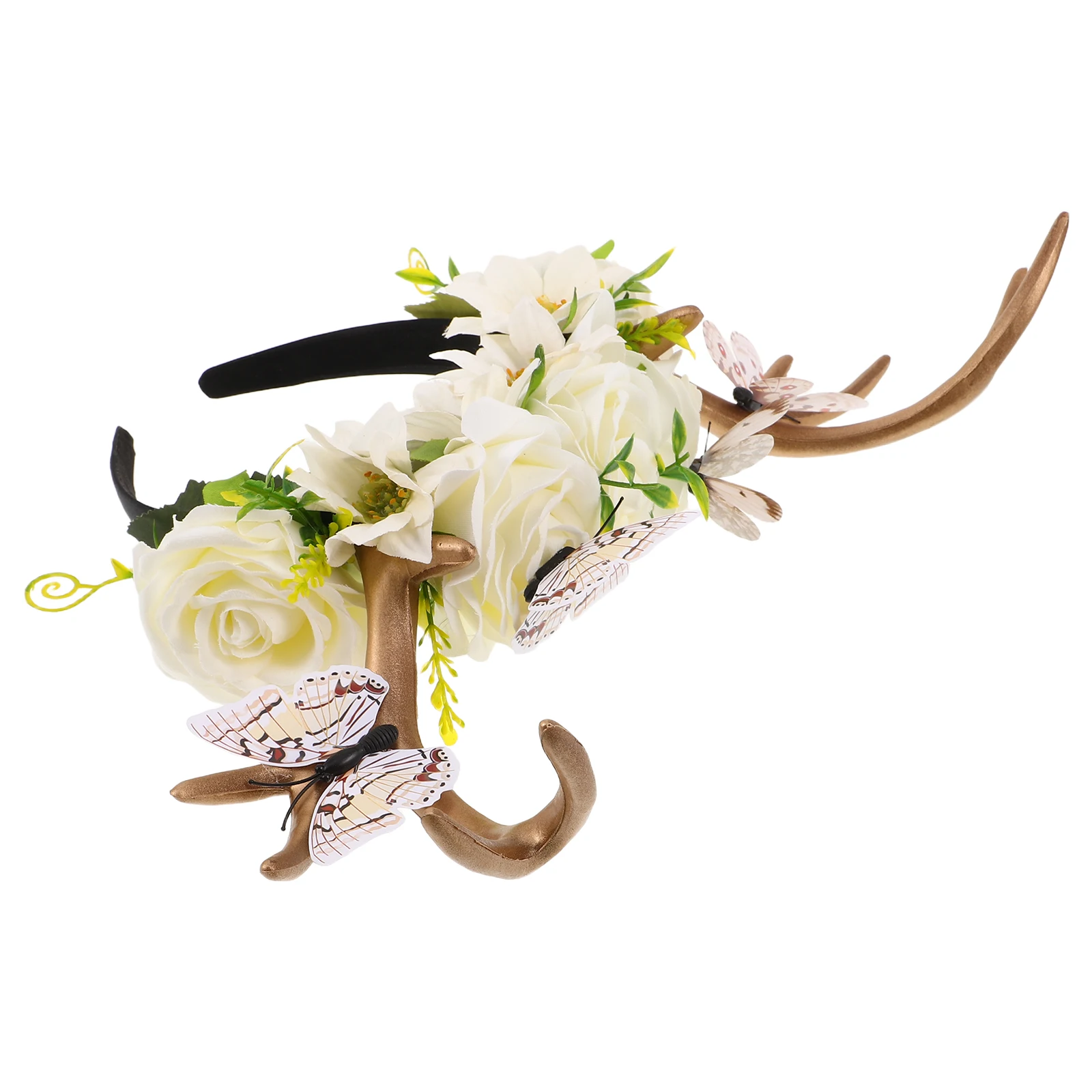 

Exaggerated Deer Antlers Headband Butterfly Flower Holiday Costume Party Accessory Lightweight Reindeer Headband For Women Kids