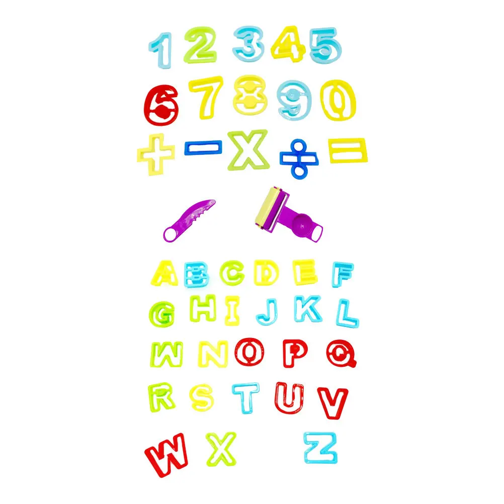 1 set kit di stampi in argilla per l'apprendimento precoce per bambini set di creatori di forme di numeri alfabetici premium fai da te modellazione di colori divertente per l'aula o