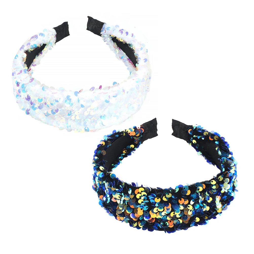 

Elegant White Headband for Women Sequins Design Accessory Stylish Pearl Decorated Fashion Hairband for Party Wedding