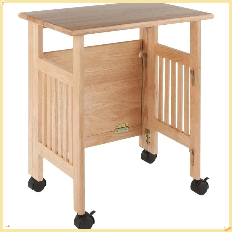 Brown 2-Tier Rolling Printer Stand Mission Style for Home Office Computer Desk Storage Cart