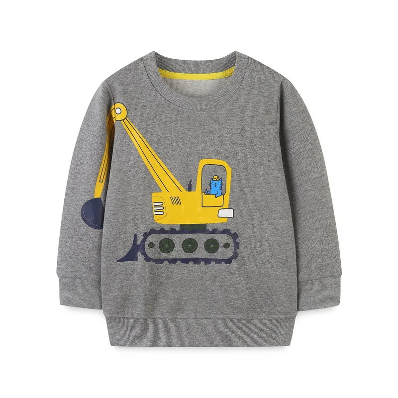 Little maven Baby Boys Sweatshirts Excavator Embroidery Infants Sweatshirts for 2 To 7 Years Kids Clothes New Autumn Clothing