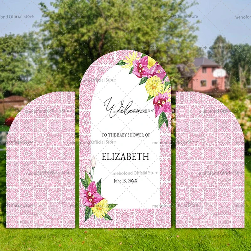 mehofond-背景カスタム両面アーチレモン地中海誕生日パーティー花嫁シャワーカバー背景装飾背景写真