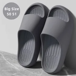 Big Size 50 51 Home Slippers Men Bathroom Flip Flops Home Thick Sole Soft EVA Shoes Hotel Anti-Slip Flats Summer Beach Sandals