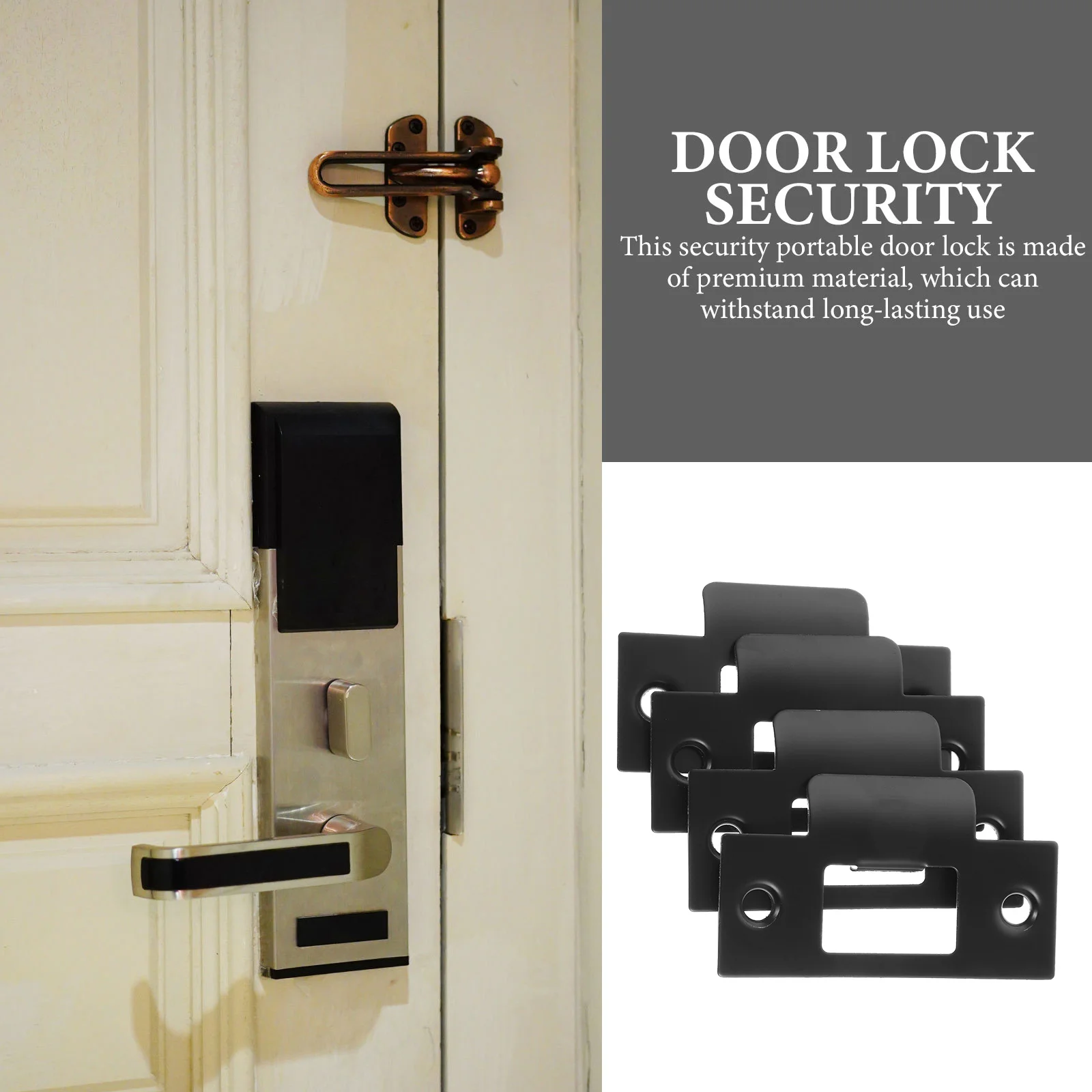 

4Pcs Stainless Steel Door Reinforcement Plates Door Strike Plate Extender Deadbolt Installation Kit for Strong Doors