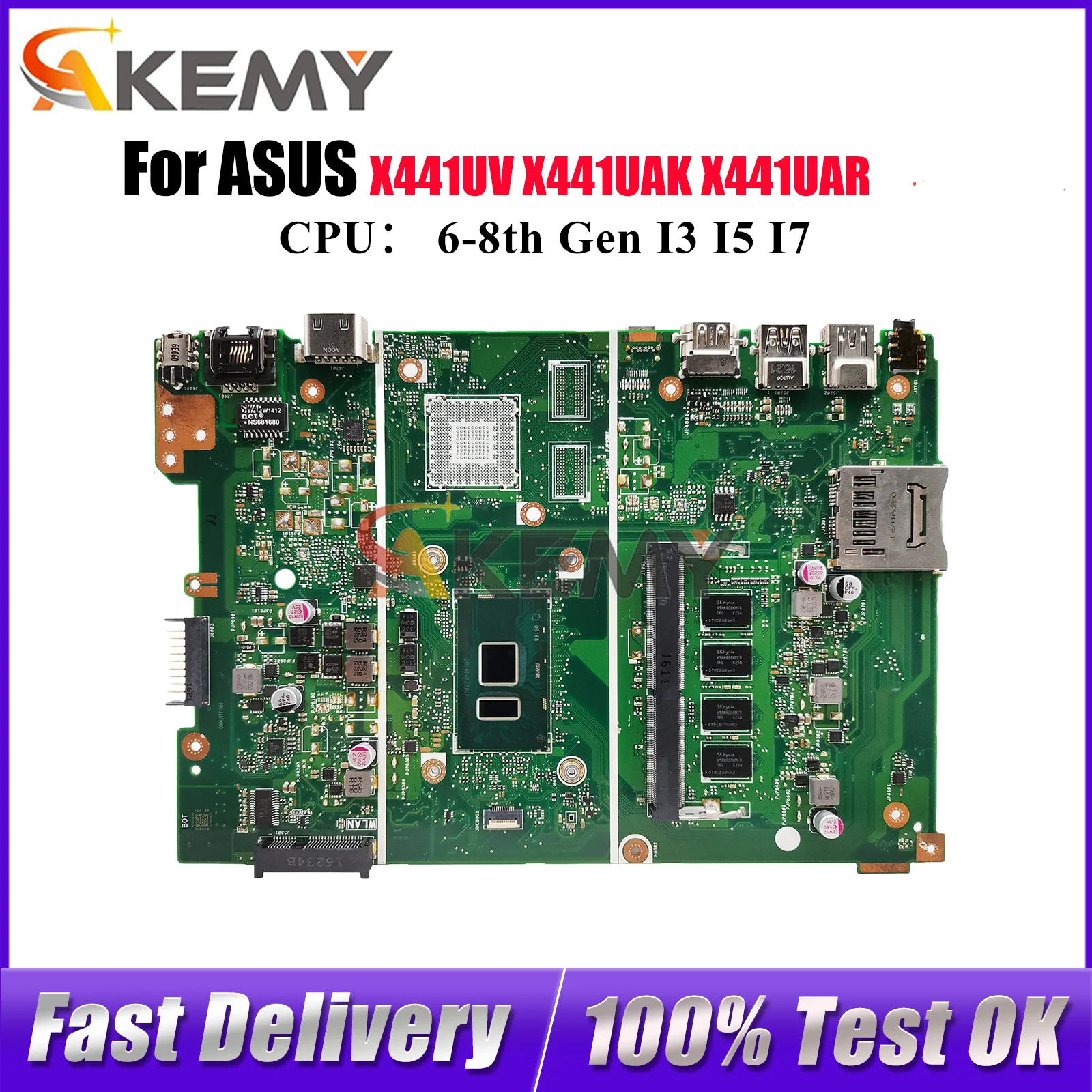 

X441UA Laptop Motherboard For ASUS X441U F441U X441UAR X441URK X441UB X441UV X441UAK X441UVK A441U X441UF Mainboard I3 I5 I7 CPU