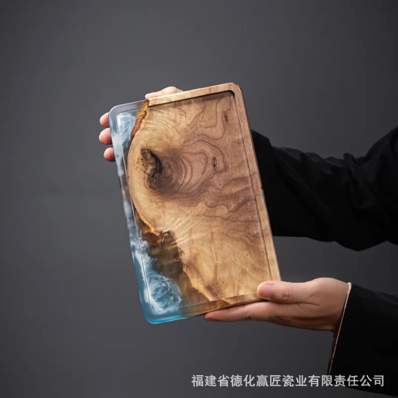 Zen Resin Dry Brew Tea Tray Vintage Cypress Pattern Heat Insulated Teapot Pad For Home Tea Making