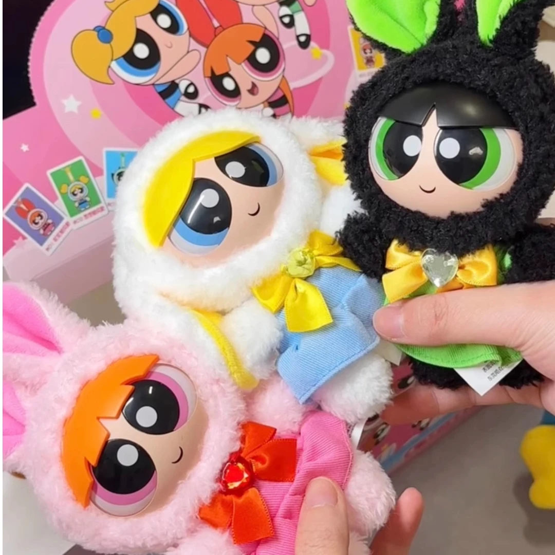 سلسلة مفاتيح من القطيفة على شكل وجه من الفينيل للفتيات من Powerpuff مع 3 ملابس قابلة للتغيير حقائب ظهر رسمية قابلة للجمع على شبكة الرسوم المتحركة