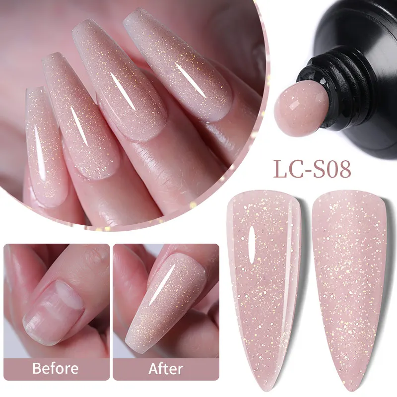 LILYCUTE 10/15ml Quick Extension Gel Nail Polish Nude Glitter Pink Clear For French Nails Finger Extensions Nail Art Varnish