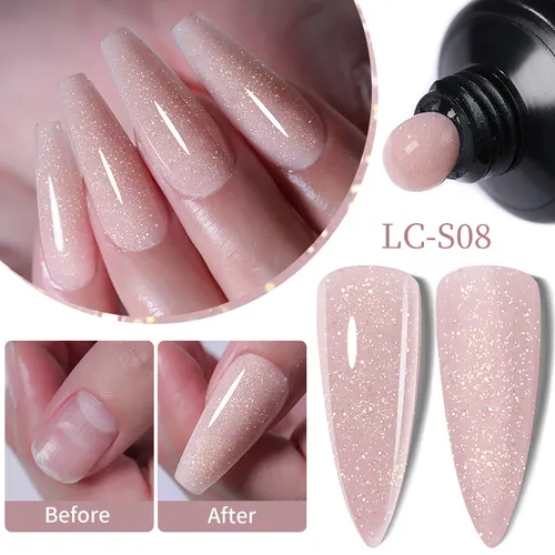 Imagen 2 del producto LILYCUTE-esmalte de uñas de Gel de extensión rápida, 10/15ml, brillo desnudo, rosa, transparente, para uñas francesas, extensiones de dedos, barniz artístico