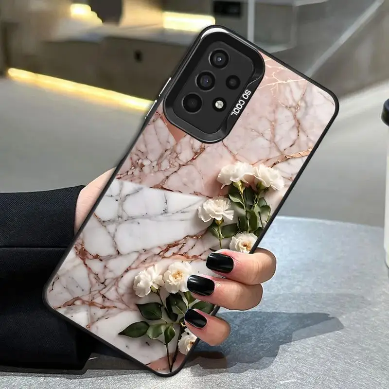 Phone Case for Samsung Galaxy A15 A25 A52 A72 A51 A71 4G A73 A55 A54 A53 A52s 5G Silicone Soft Flower Marble