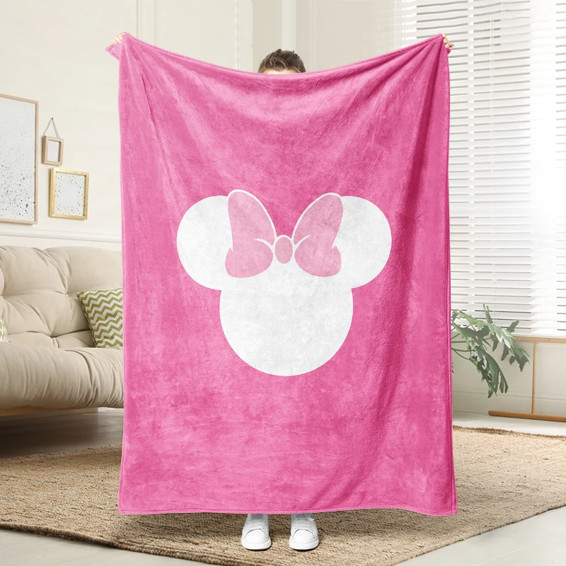 

Disney Minnie Mouse Head Pattern Soft Plush Blanket Warm Throw Sofa Bed Cartoon Blanket Kids Adults Gift Home Decor