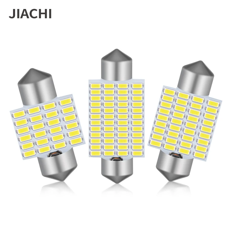 JIACHI 50PCS C5W C10W LED Bulbs Used For Dome White Light 31/39/41mm 12-24V Constant Current High Quality 3014 Chip