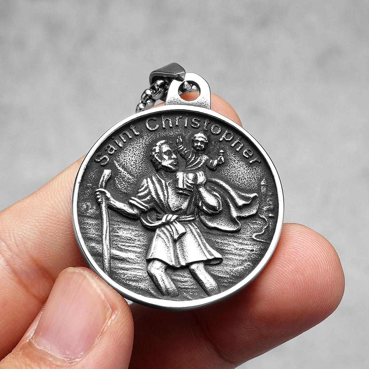St Christopher Necklace Pendants 316L Stainless Steel Amulet Men Chain Rock Party Retro for Biker Male Jewelry Gift Dropshipping - Image 3