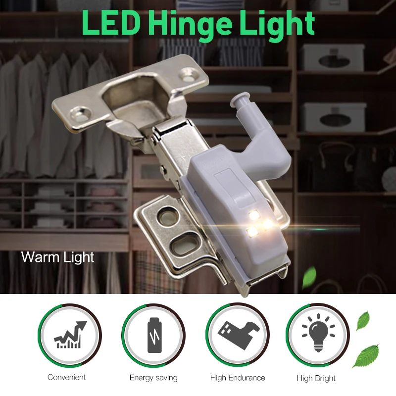 LED Cabinet Hinge Night Light Sensor Light For Kitchen Living Room Bedroom Wardrobe Closet Cupboard DoorNot Include Battery