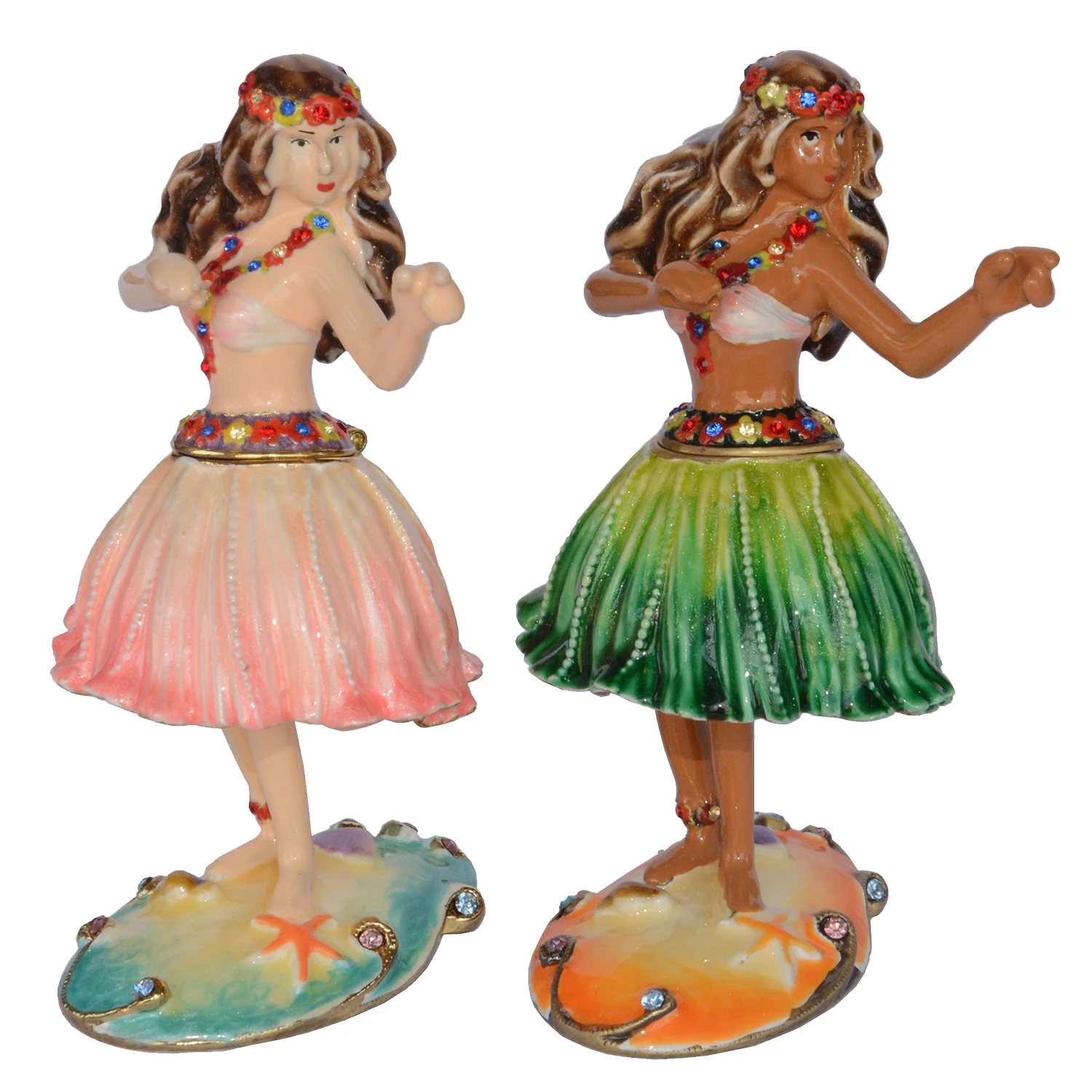 

Hula Dancer Tin Box, Hawaiin Gift, Vintage Decoration, Jewelry Container, Necklace Holder
