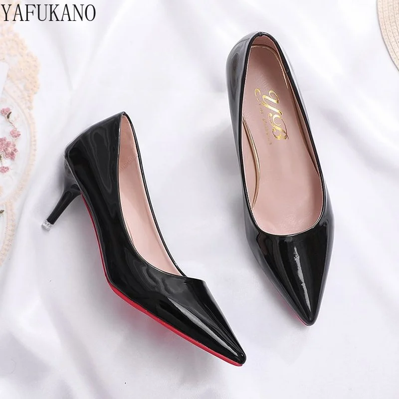 Nude Patent Leather Stiletto Single Shoes 2024 New Sexy Shallow Mouth Pointed Toe High Heels Career Work Shoes Party Pumps